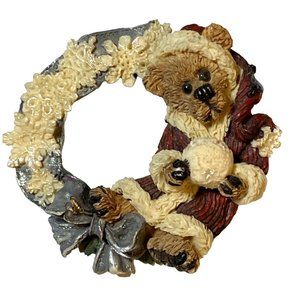 Boyd's Bears Folkwear Santa Bear with Snowball Pin Brooch Vintage 1990's